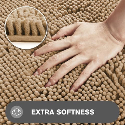 Bathroom Rugs 36 x 60 Inch – Extra Large Bath Mat | Absorbent and Washable Thick Chenille Bath Rugs Non-Slip Runner Rug for Bathroom, Shower, Tub(Beige)