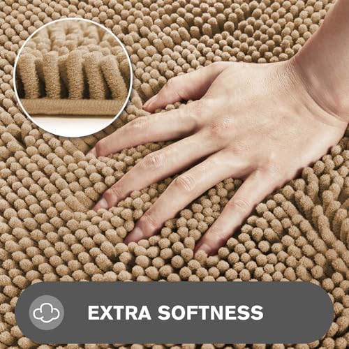 Bathroom Runner Rug 24 x 60 Inch – Extra Large Long Bath Mat | Absorbent and Washable Thick Chenille Bath Rug Non-Slip Runner Rug for Bathroom, Shower, Sink(Beige)