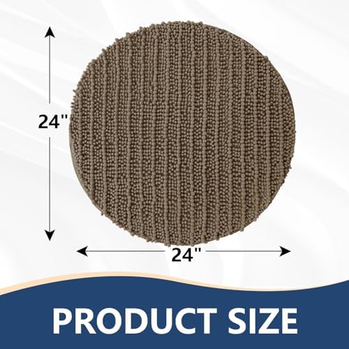 Arotive Round Bathroom Rugs 24x24, Soft Absorbent Chenille Shaggy Bath Mat