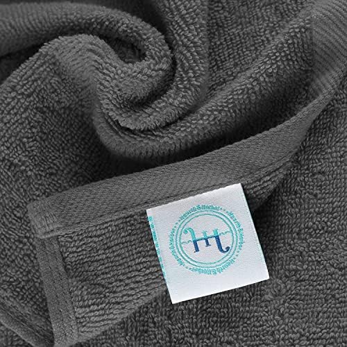 Hearth & Harbor Washcloths 12 Pack - 100% Cotton Washcloth for Body and face, High Absorbent and Soft 13"x13" Body Wash Cloth, Quick Dry - Dark Grey Washcloths