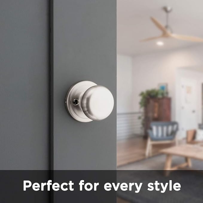 Kwikset Juno Interior Passage Door Knob, Handle For Closet and Hallway Doors, Non-Locking Doorknob in Satin Nickel, with Microban Protection