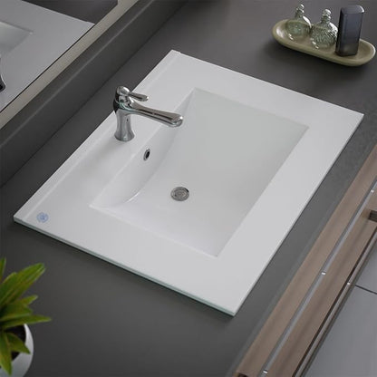 Renovators Supply Luke Bathroom Sink 24 In. White Porcelain Drop In Sink With Center Faucet Hole Pack Of 3
