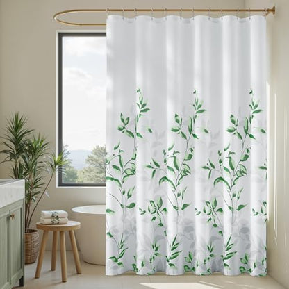 HOMEIDEAS Green Botanical Shower Curtain 71×74 Inches