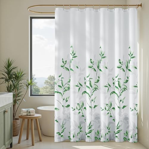 HOMEIDEAS Green Botanical Shower Curtain 72×72 Inches