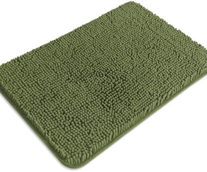 Sage Bathroom Rugs – Absorbent and Washable Bath Mat, Non-Slip, Thick Soft Chenille Bath Rugs for Bathroom Floor, Shower, Sink - 17" x 24"