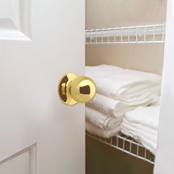 Design House 782912 Ball Passage Hall and Closet Door Knob, Polished Brass