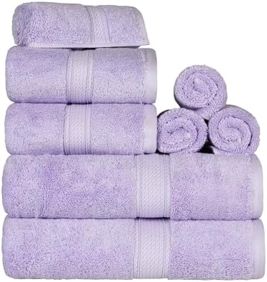 SUPERIOR Egyptian Cotton Ultra Plush & Absorbent, 8 Piece Set, Purple