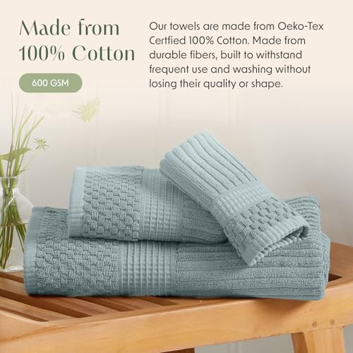 Springtree Home 100% Cotton Bath Towel Set | 6-Piece Set | Silver Blue