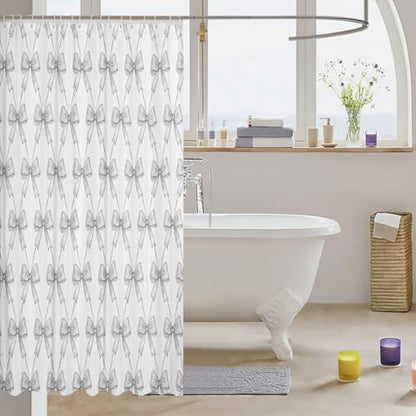 jejeloiu Gray Bow Shower Curtain 72"x72" Bathroom for Kids