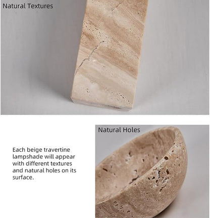 Farmhouse Wood Vanity Light 4 Lights Natural Stone Shade | Nordic Style Travertine Linear Bathroom Light Fixture Rotatable LED Wall Light Over Mirror - Natural Wood Color
