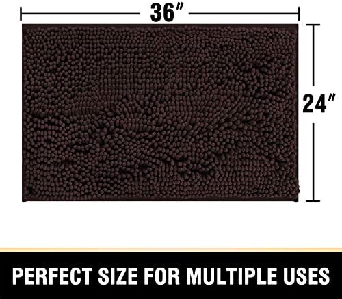 H.VERSAILTEX Bathroom Rugs Bath Mat Bath Rugs Bath Mats for Bathroom Non Slip Extra Soft Chenille Bath Rug Fulffy Shag, Indoor Rug Carpet for Living Room (Chocolate, Extra Large 24" x 36")
