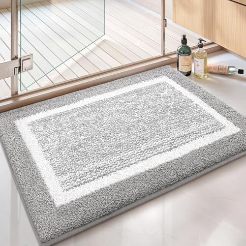 Color&Geometry 16"x24" Small Bath Mats for Bathroom Simple and Stylish,Gray