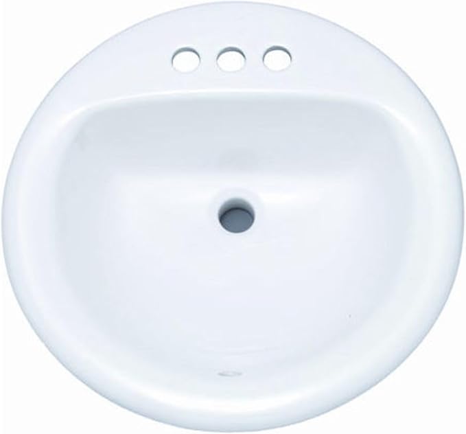 PROFLO PF194R Rockaway 19" Circular Vitreous China Drop In Bathroom Sink with Overflow and 3 Faucet Holes at 4" Centers - Biscuit