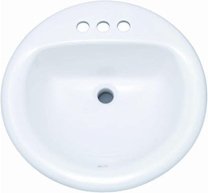 PROFLO PF194R Rockaway 19" Circular Vitreous China Drop In Bathroom Sink with Overflow and 3 Faucet Holes at 4" Centers - Biscuit