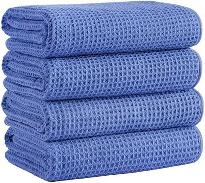 Microfiber Waffle Bath Towels, 4 Pieces, Soft, Absorbent, Fast Drying, Lint Free 430 GSM (27''x55''/68.58 cm x139.7 cm)