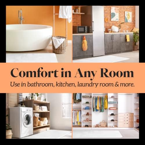 Memory Foam Bath Mat Non Slip Absorbent Super Cozy Velvet Bathroom Rug Carpet (17 inches X 24 inches, White)