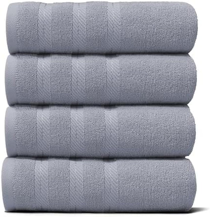 Hearth & Harbor Luxury Hand Towels - 100% Ring Spun Cotton Hand Towels for Bathroom, Shower, Spa, Soft & Absorbent Towels, 4 Piece Set, Stone Blue