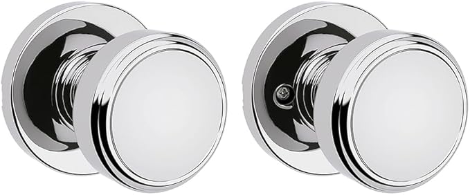 Kwikset Maven Interior Passage Door Knob, Handle for Closet and Hallway Doors, Round Non-Locking Doorknob in Polished Chrome, with Microban Protection