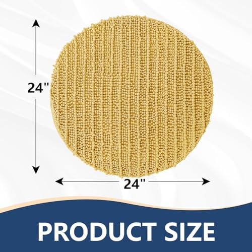 Arotive Round Bathroom Rugs 24x24, Soft Absorbent Chenille Shaggy Bath Mat