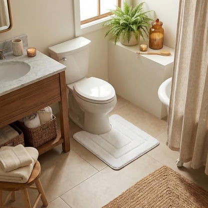 GRANNY SAYS White U Shaped Toilet Rug 20" x 24", Non-Slip Bath Mat