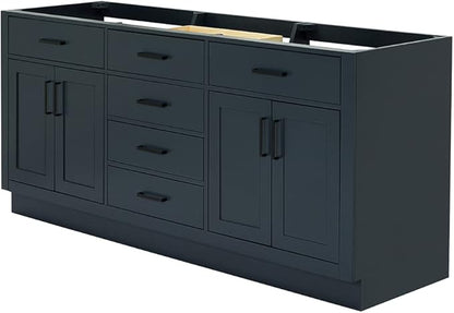 ARIEL Hepburn 72-inch Bathroom Vanity Base Cabinet,Solid Wood, 4 Soft Closing Doors, 6 Dovetail Drawers, Midnight Blue