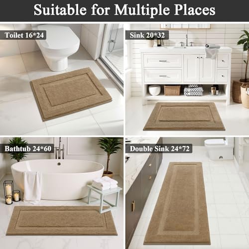 SHACOS Soft Microfiber Bathroom Rugs Set of 2 Pieces, Khaki Brown