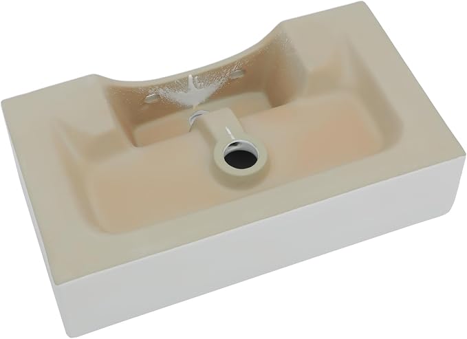 Lordear Wall Mount Bathroom Sink 21x12 Inch White Rectangle Vanity Sink with Overflow Faucet Hole Porcelain Ceramic Floating Bathroom Vessel Sinks, Wall Hung Wash Hand Basin