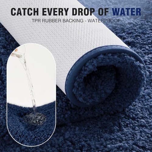 TECHMILLY Super Soft Shaggy Bathroom Rugs, Absorbent Thick Non Slip Microfiber Bath Rugs, Quick Dry Machine Washable Bath Mat for Bathroom Floor, Bathtub and Shower 17"x24"