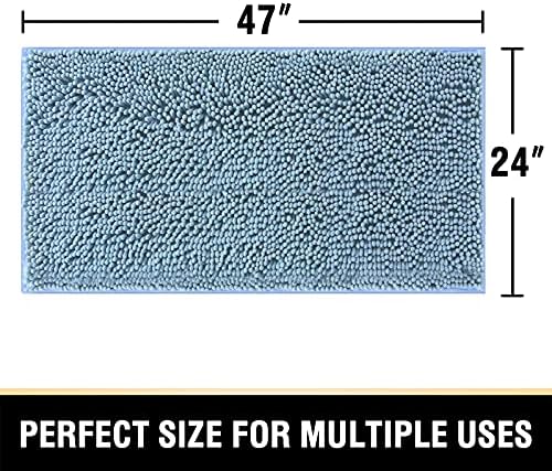 H.VERSAILTEX Bathroom Rugs Bath Mats Non Slip Luxury Chenille Bathroom Runner Rug 24x47 Extra Soft and Absorbent Shaggy Rugs Washable Dry Fast Area Carpet Mats, Tub - Cool Blue