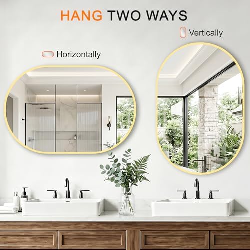Oval Bathroom Mirror, 2 Pack 20"x30" Gold Vanity Mirror for Over Sink
