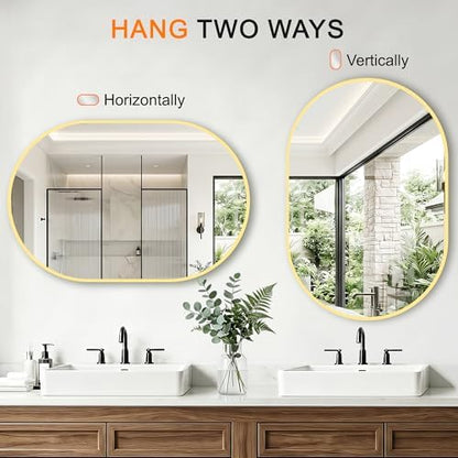 Oval Bathroom Mirror, 2 Pack 20"x30" Gold Vanity Mirror for Over Sink
