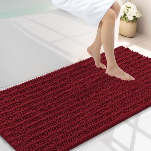 Smiry Bathroom Rugs 47X24, Extra Soft Rubber Backing Chenille Bath Mats