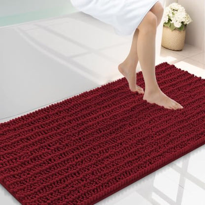 Smiry Bathroom Rugs 47X24, Extra Soft Rubber Backing Chenille Bath Mats
