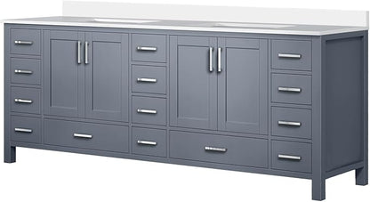 Jacques 84 in. W x 22 in. D Dark Grey Double Bath Vanity and White Quartz Top
