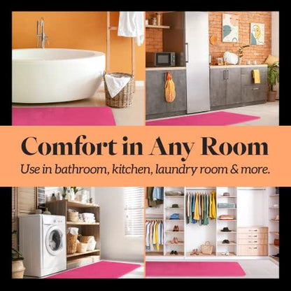 Memory Foam Bath Mat Non Slip Absorbent Super Cozy Velvet Bathroom Rug Carpet (60 inches X 17 inches, Fuschia)