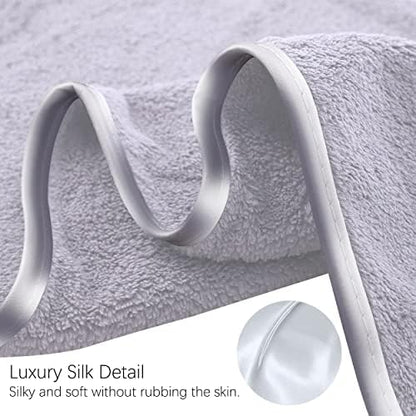 TENSTARS Silk Hemming Bath Towels for Bathroom Clearance - 27 x 55 inches - Light Thin Quick Drying - Soft Microfiber Absorbent Towel for Bath Fitness, Sports, Yoga, Travel, Gym - 2 Pack, Light Grey