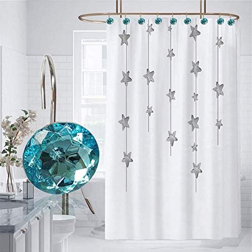 12 Pcs Bling Rhinestones Shower Curtain Hooks Bathroom Rolling Hooks