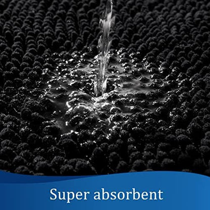 LOCHAS Luxury Bathroom Rug Shaggy Bath Mat 24 x 70 Inch, Black