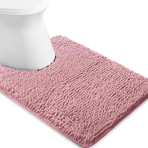 Yeaban Toilet Rugs U-Shape 20"x24", Blush