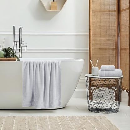 Belizzi Home Ultra Soft 3 Pack Cotton Towel Set, Contains a Bath Towel 28x55 inch, a Hand Towel 16x24 inch & a Wash Coth 12x12 inch, Ideal Everyday use, Compact & Lightweight - Light Grey