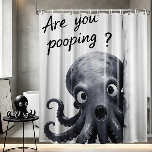 Extra Tall Shower Curtain XL Novelty Octopus, 70 x 84 Inchs