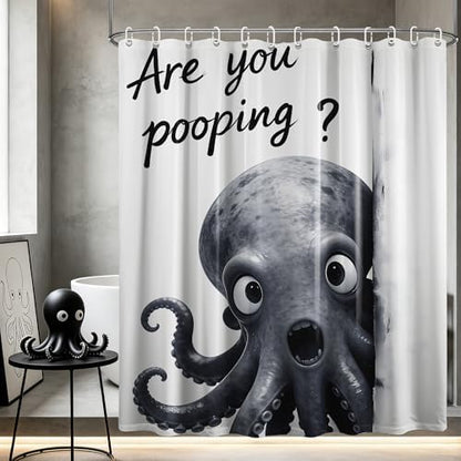Extra Tall Shower Curtain XL Novelty Octopus, 70 x 84 Inchs