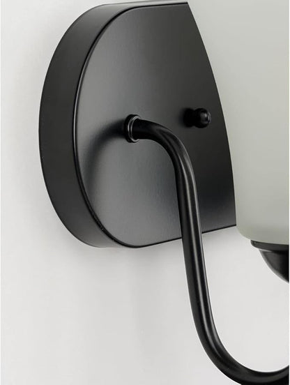 Progress Lighting Classic Collection 2-Light Etched Glass Traditional Bath Vanity Light Matte Black