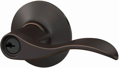 Schlage F51A ACC 716 Accent Door Lever, Keyed Entry Lock, Aged Bronze