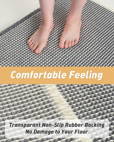 Upgraded Waffle Bath Mat Runner Absorbent Non Slip Bathroom Mat, 2' x 5'