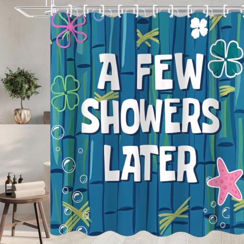 Yddsky 4Pcs Funny Ocean Cartoon Shower Curtain Set with Non-Slip Rugs,Toilet Lid Cover & Bath Mat,Waterproof Bathroom Curtain Sets,Cute Blue Sea Bathroom Decor for Kids,Women,Girls