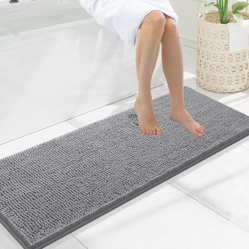 Smiry Bathroom Rugs 47X17, Luxury Chenille Extra Soft Absorbent Bath Mat