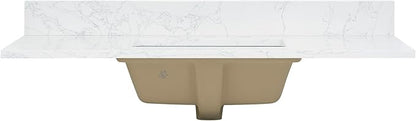 Ceres 43" Engineered Stone Vanity Top in Grain White with Single White Sink