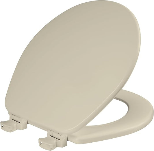 CHURCH 540EC 006 Toilet Seat with Easy Clean & Change Hinge, ROUND, Durable Enameled Wood, Bone