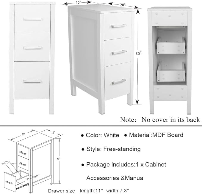 UEV 60" Double Sink Bathroom Vanity,White Bathroom Vanity with Double Side Vanity Cabinets & Removable 3 Drawer Storage Cabinet with Modern Vessel Sink,Mirror Not Included(029CH)